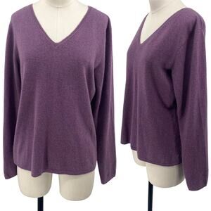 Lord & Taylor Purple V-Neck Sweater